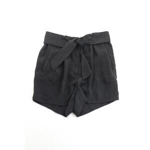 H&M black tie waisted high rise shorts with pockets womens 14‎ comfort career
